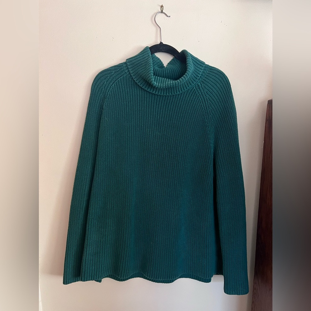 Lands End Mock Neck Knit Sweater Forest Green Size XL